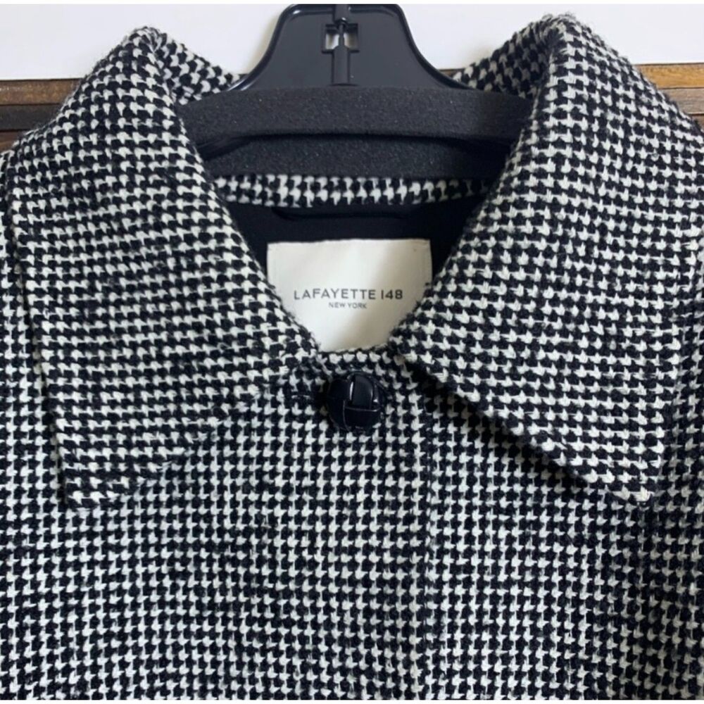Lafayette 148 Wool Blend Oversized Coat Black Multi 1X Excellent Condition - Picture 10 of 13